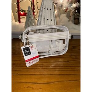 Lifestyle Clear Crossbody Bag White Adjustable Strap Front Zip Pocket